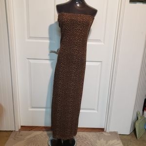 Nicole Miller Stretch Animal Print Strapless Long Dress Size 10